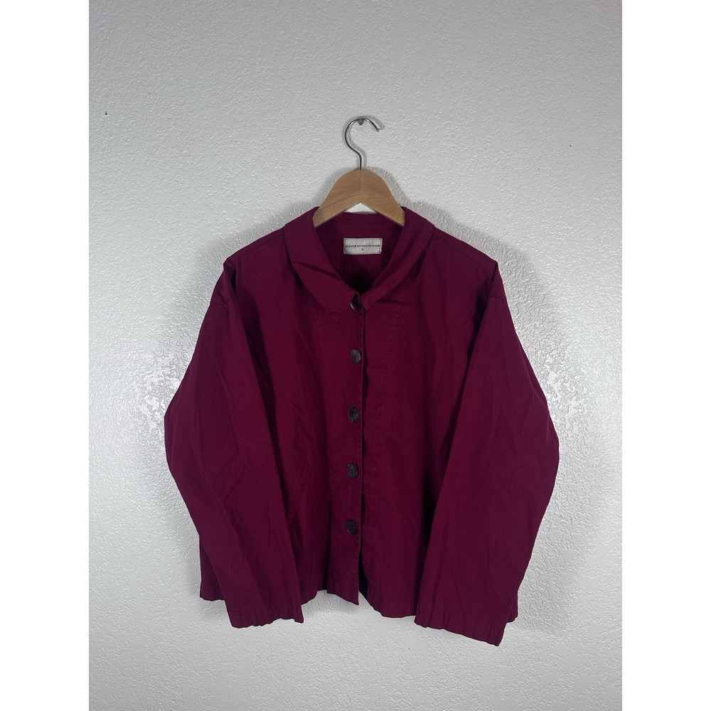 Eleven Stitch Design Women's Small Burgundy Button Front Lightweight Jacket